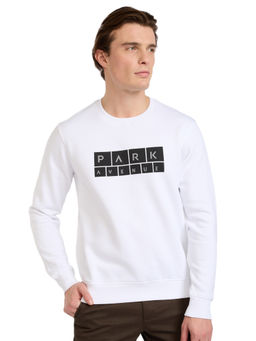 Park Avenue - White Cotton Blend Slim Fit Sweatshirt