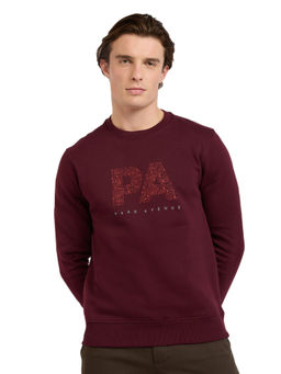 Park Avenue - Maroon Cotton Blend Slim Fit Sweatshirt
