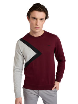 Park Avenue - Maroon Cotton Blend Slim Fit Sweatshirt