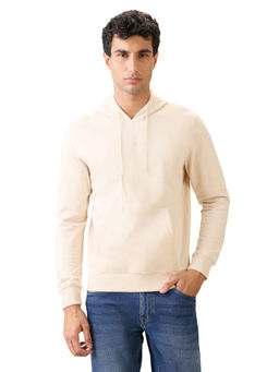 Park Avenue - Ivory Cotton Blend Slim Fit Hoodie