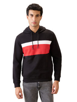 Park Avenue - Black Cotton Blend Slim Fit Hoodie