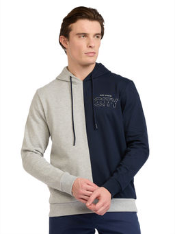 Park Avenue - Medium Grey Cotton Blend Slim Fit Hoodie