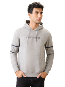 Park Avenue - Medium Grey Cotton Blend Slim Fit Hoodie