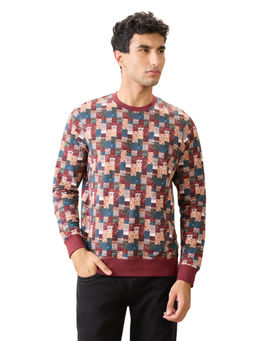Parx - Maroon Pure Cotton Regular Fit Sweatshirt