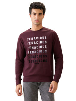 Parx - Wine Cotton Blend Regular Fit Sweatshirt