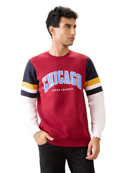 Parx - Red Cotton Blend Regular Fit Sweatshirt