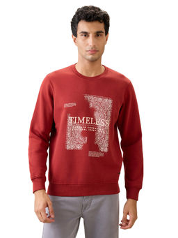 Parx - Red Cotton Blend Regular Fit Sweatshirt