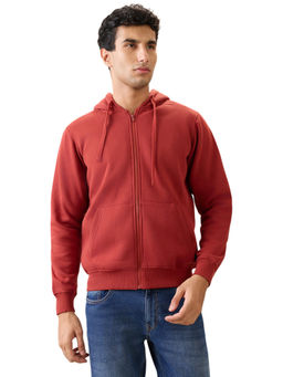 Parx - Medium Red Cotton Blend Regular Fit Hoodie