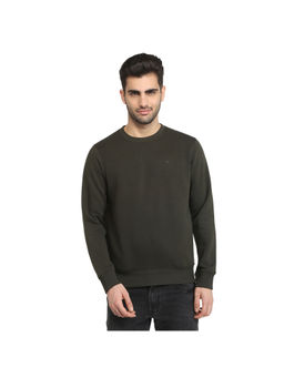 Parx - Olive Cotton Blend Regular Fit Sweatshirt