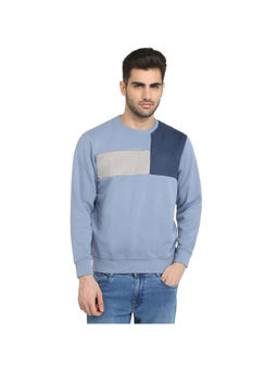 Parx - Dark Blue Cotton Blend Regular Fit Sweatshirt