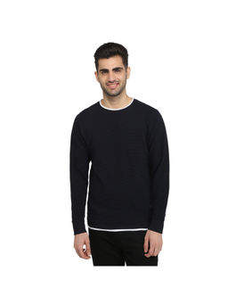 Parx - Navy Blue Pure Cotton Regular Fit Sweatshirt