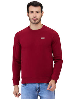 Parx - Red Cotton Blend Regular Fit Sweatshirt