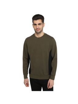 Parx - Olive Cotton Blend Regular Fit Sweatshirt