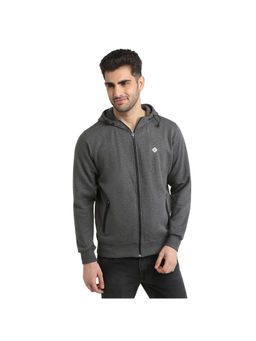 Parx - Dark Grey Cotton Blend Regular Fit Sweatshirt