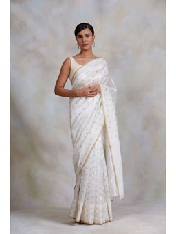 PRIYANKA RAAJIV - Akasa Off White Chanderi Silk Saree with Unstitched Blouse