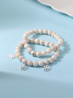 Ornate Jewels - 925 Silver Riverstone Beads Bracelets Combo Jewellery Set for Girls & Boys