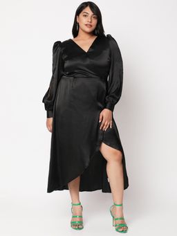 MISH - Curves By MISH Wrap Style Mid Length Dress