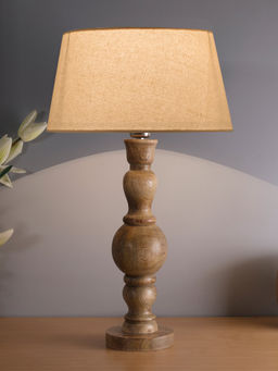Homesake - Wood Bubble Table Lamp Khadi Empire Shade
