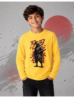 Nusyl - Boy Yellow Anime Printed Full Sleeves T-Shirt