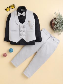 BT DEZINES - Boys Ivory Shirt With Trouser, Jacket & Bowtie