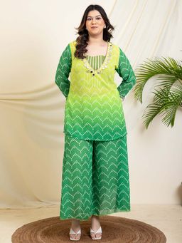 Deebaco - Green Printed Plus Size Co-Ord Set