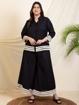 Deebaco - Black Shirt With Black Palazzo Plus Size Women's Co-Ord Set