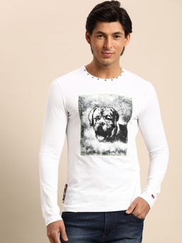 Being Human - White Slim Fit Round Neck Men's T-Shirt by Being Human Clothing