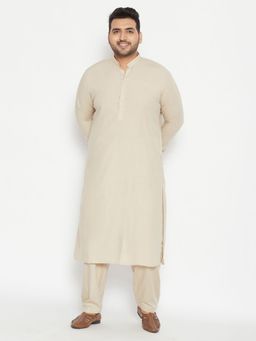 Vastramay - Men Beige Cotton Blend Pattani