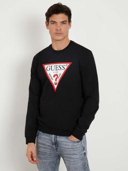 Guess - Black Printed Round Neck Full Sleeves Pullover Style Sweatshirt