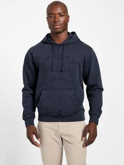 Guess - Blue Embroidered Hooded Sweatshirt