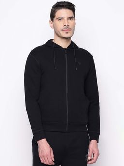 Guess - Black Solid Hooded Sweatshirt