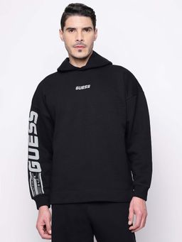 Guess - Black Printed Hooded Sweatshirt