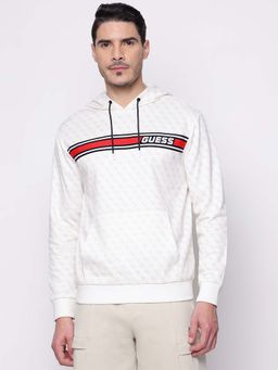 Guess - White Printed Hooded Sweatshirt