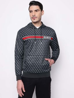 Guess - Black Printed Hooded Sweatshirt