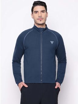 Guess - Blue Solid High Neck Sweatshirt