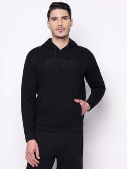 Guess - Black Solid Hooded Sweatshirt
