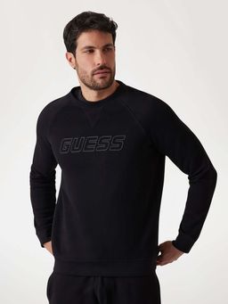 Guess - Black Solid Crew Neck Sweatshirt