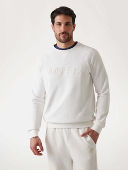 Guess - White Solid Crew Neck Sweatshirt