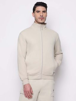 Guess - Cream Solid High Neck Sweatshirt