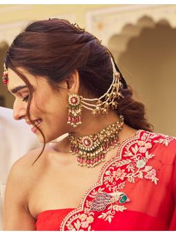 AMAARA JEWELS - Maharani Grace White Choker with Earrings