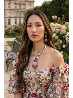 AMAARA JEWELS - Amethyst Royale White Necklace with Earrings