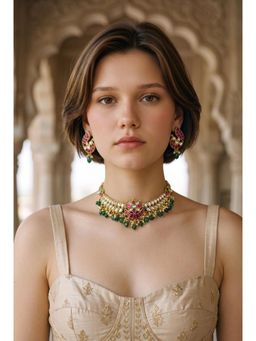 AMAARA JEWELS - Noorvana Multicolour Necklace with Earrings