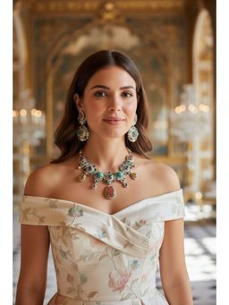 AMAARA JEWELS - Serata Gemfall Multicolour Necklace with Earrings