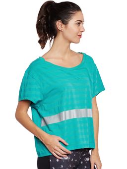 Alcis - Training Workout Crop Aqua Blue Pure Cotton Top
