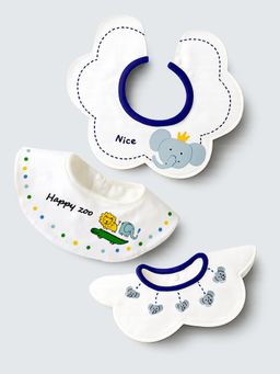 Little Surprise Box - White Printed 3 Bibs (Pack of 3)-6-12 Months