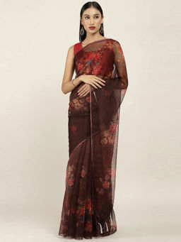 Soch - Printed Art Silk Saree with Unstitched Blouse
