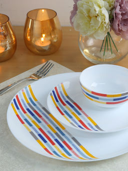 HomeTown - Fiesta Milan Stripe Opalware Dinner (Set of 19)