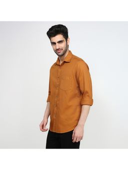 ColorPlus - Regular Fit Solid Medium Orange Shirt