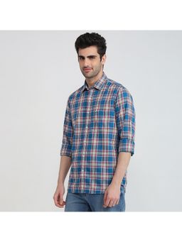 ColorPlus - Regular Fit Checkered Blue Shirt