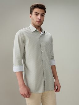 ColorPlus - Regular Fit Floral Medium Green Shirt